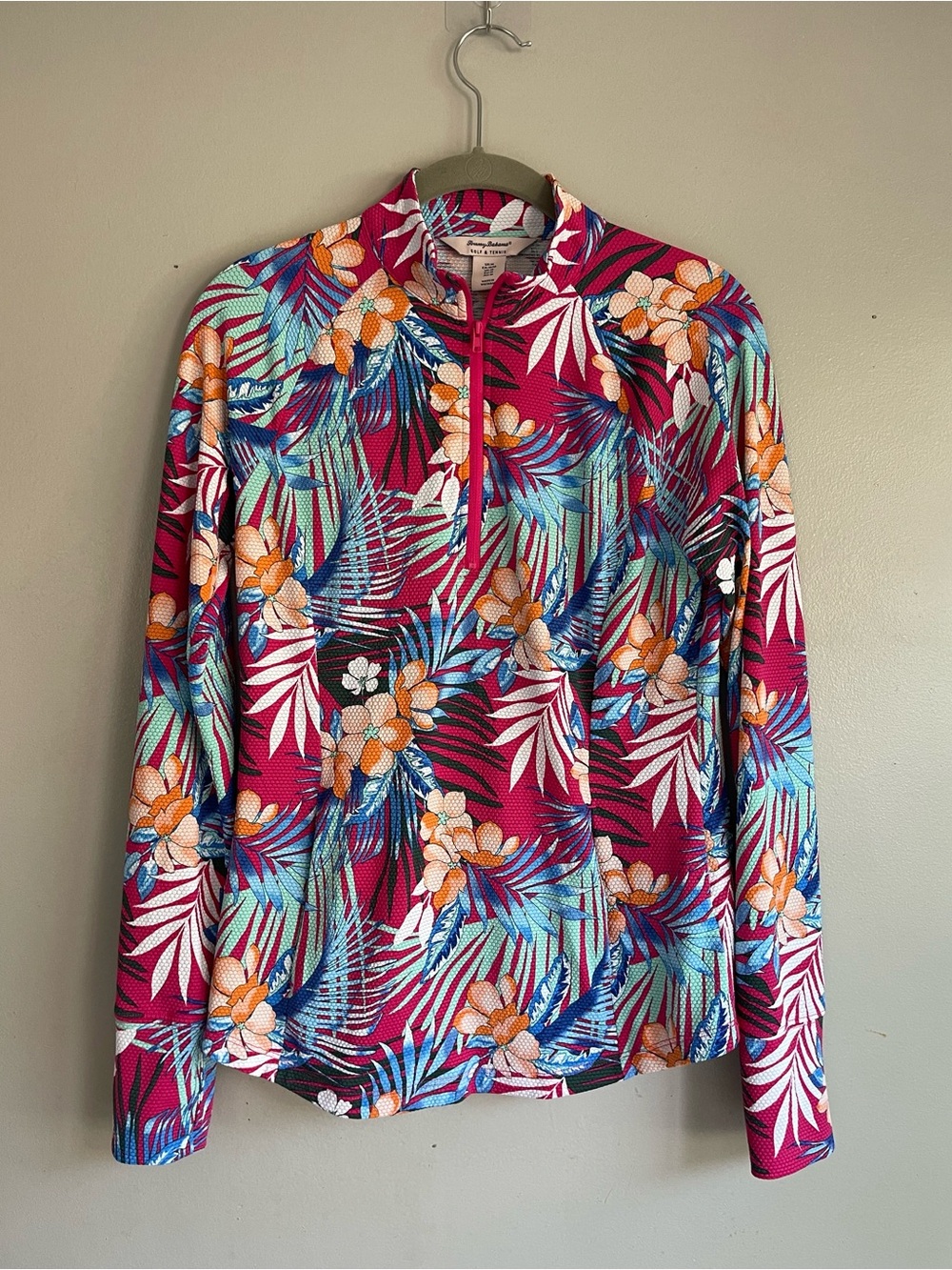 Tommy Bahama Golf & Tennis Tropical Quarter Zip Performance Jacket Womans Sz Med